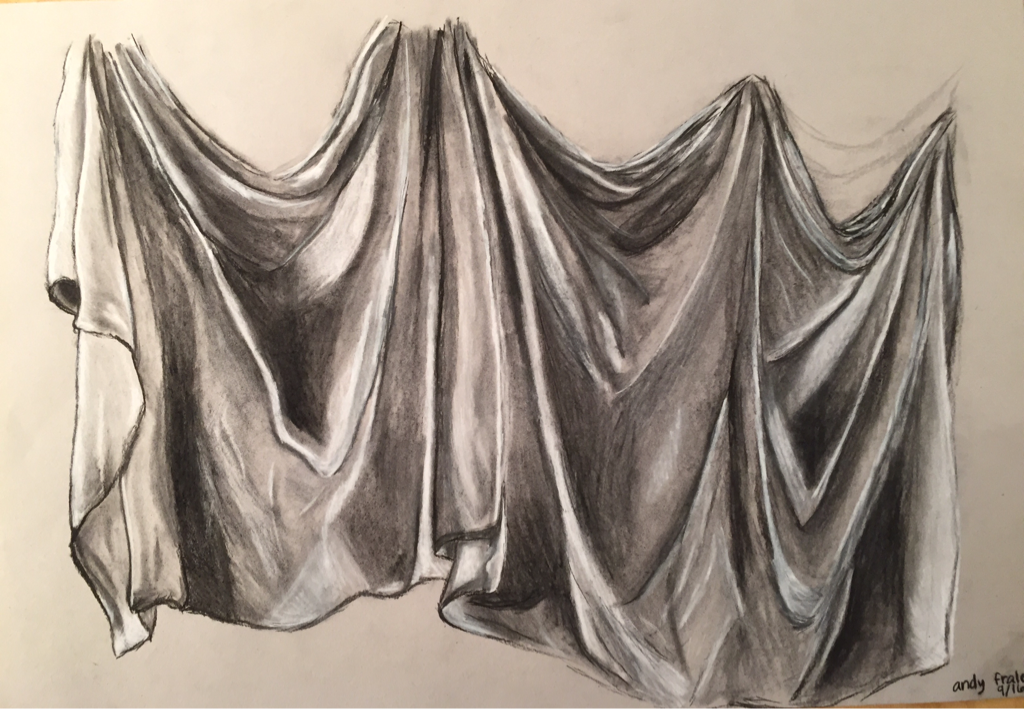 Fabric Drawing in Charcoal